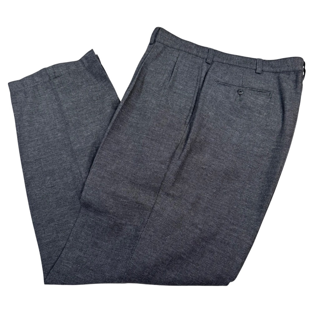Polo Ralph Lauren Wool 38x32 Charcoal Grey Herringbone Pants Old Money Preppy